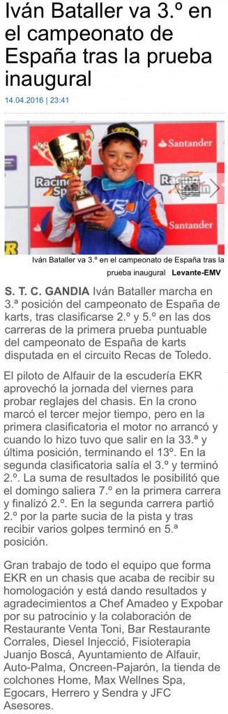 Iván Bataller 3º en el campeonato de España