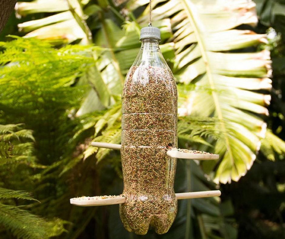 Alimentador para pájaros con botella de plástico - DIY - La Tienda Home